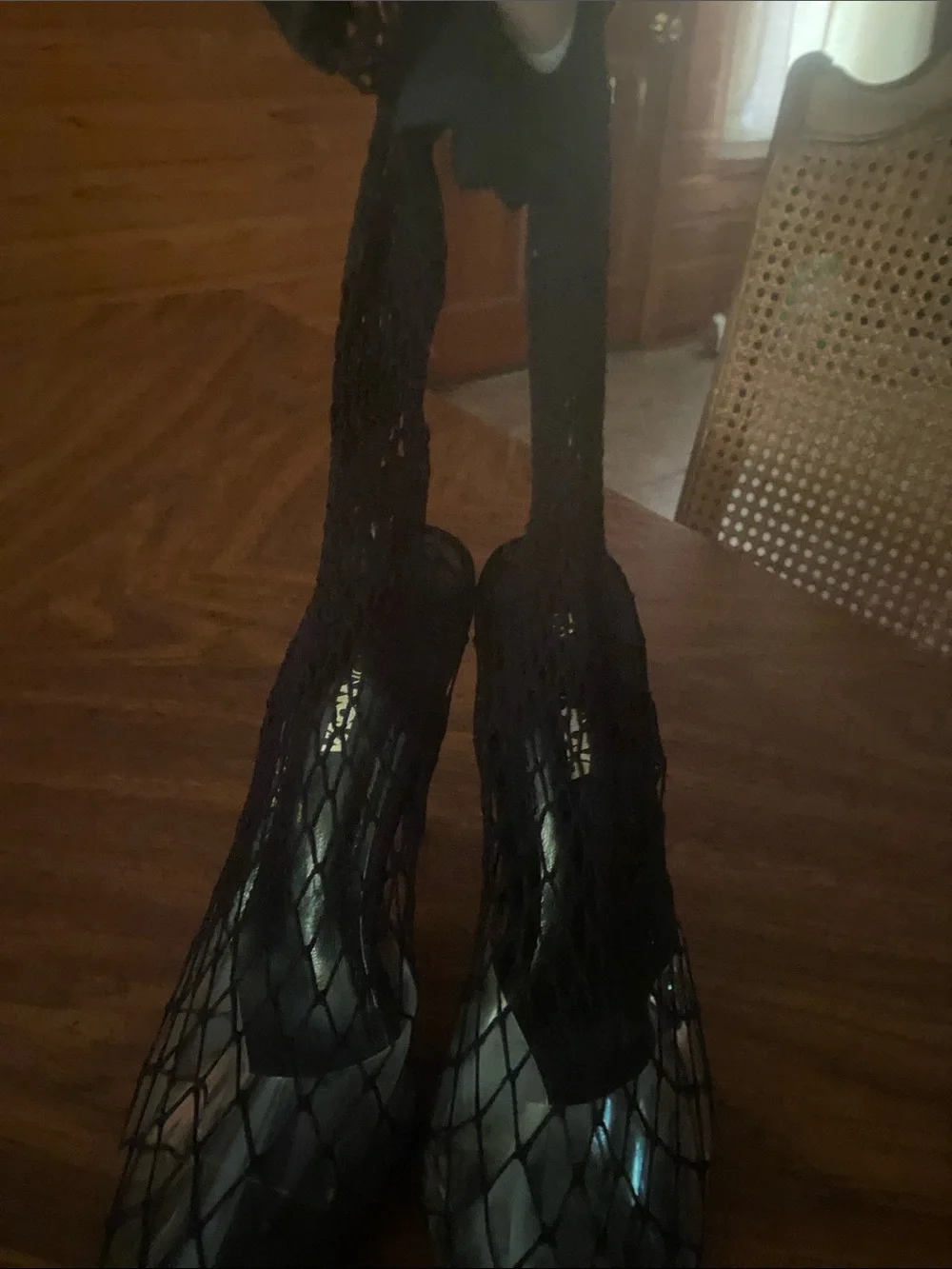 Fashion Nova Black Pointed Mesh Stiletto Pumps
